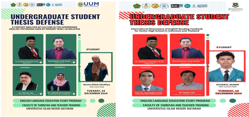 SKRIPSI MAHASISWA PRODI TADRIS BAHASA INGGRIS UIN MATARAM DIUJI OLEH PAKAR INTERNASIONAL DARI UNIVERSITI UTARA MALAYSIA DAN UNIVERSITY OF QUEENSLAND AUSTRALIA