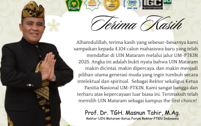 REKTOR SAMPAIKAN TERIMA KASIH DAN APRESIASI KEPADA 4.104 PENDAFTAR UM-PTKIN 2025