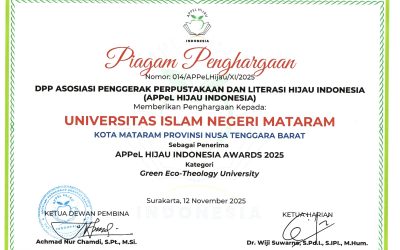APPEL HIJAU INDONESIA AWARDS 2025: REKTOR UIN MATARAM PUJI CAPAIAN PERPUSTAKAAN BERBASIS LITERASI HIJAU