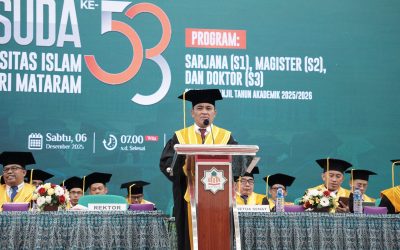 REKTOR PROF. DR. H. MASNUN TAHIR GAUNGKAN SPIRIT KEPEDULIAN : AJAK BERGERAK BERSAMA BANTU KORBAN BENCANA SAAT KUKUHKAN 495 WISUDAWAN